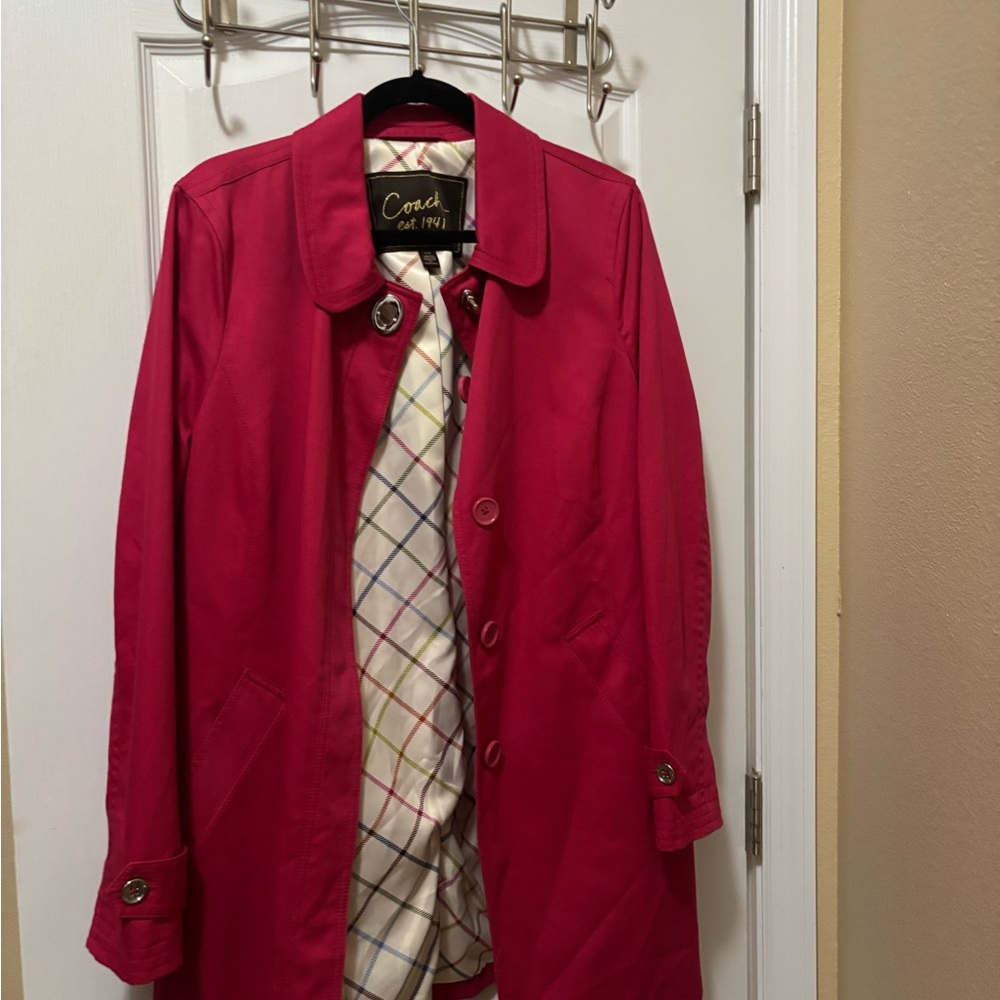 Coach Women's Vibrant Red Trench Coat